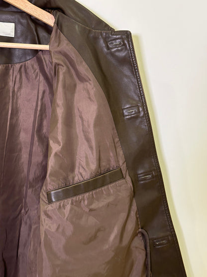 2-way Leather Single Jacket - Brown