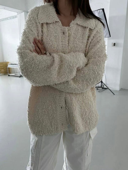 Sally Furry Cardigan - Cream