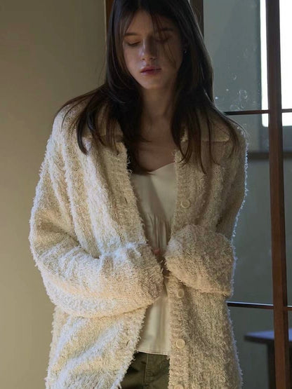 Sally Furry Cardigan - Cream