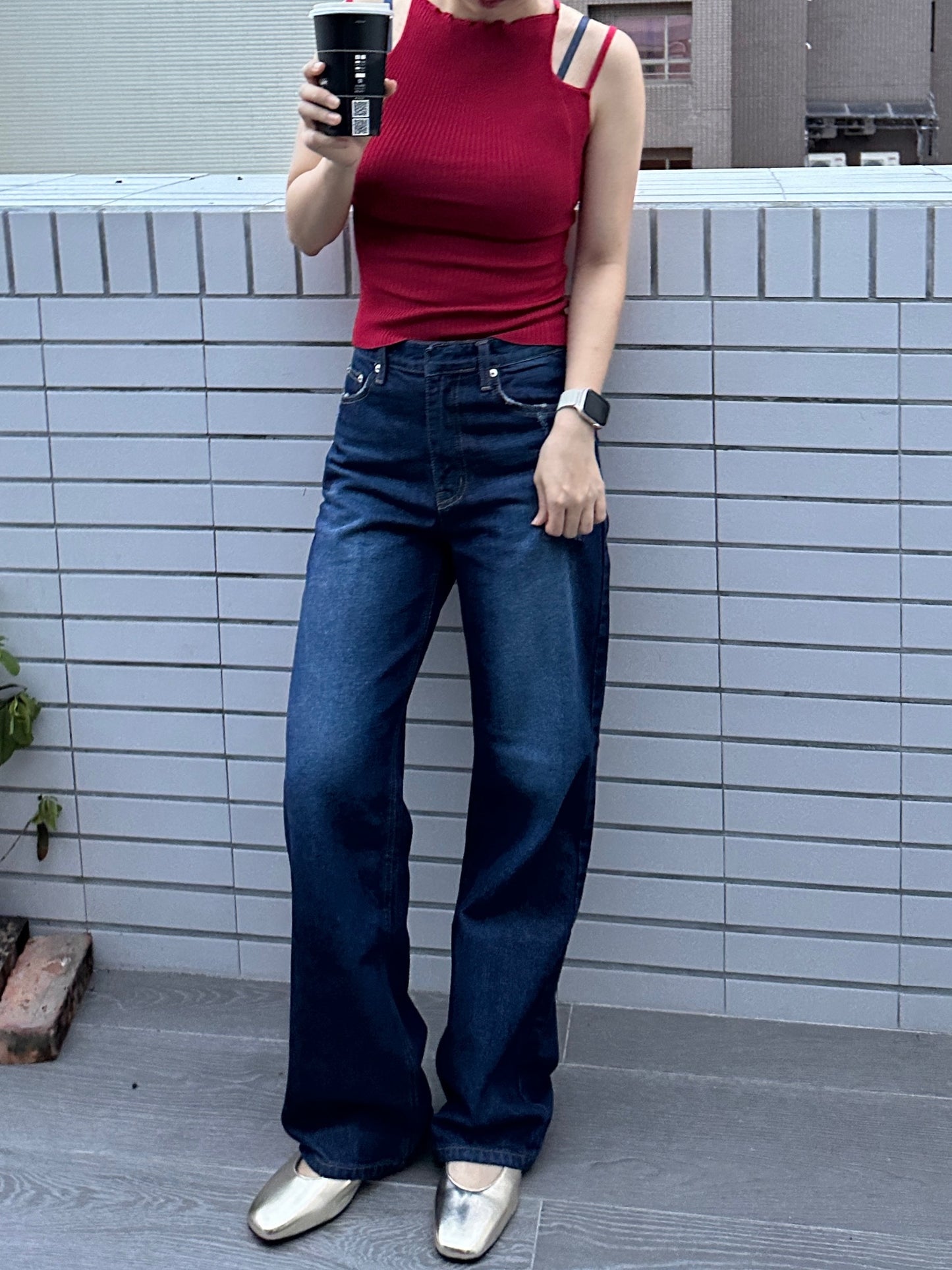 Snap Denim Pants - Deep Blue