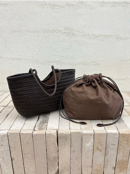 (handmade) Leather Weaving Tote Bag - 2cols