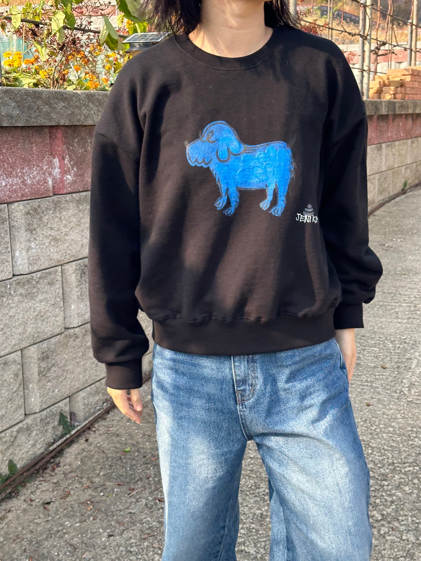 hand-paint | Blue Doggy Sweatshirt