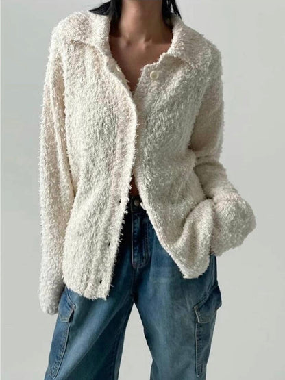 Sally Furry Cardigan - Cream