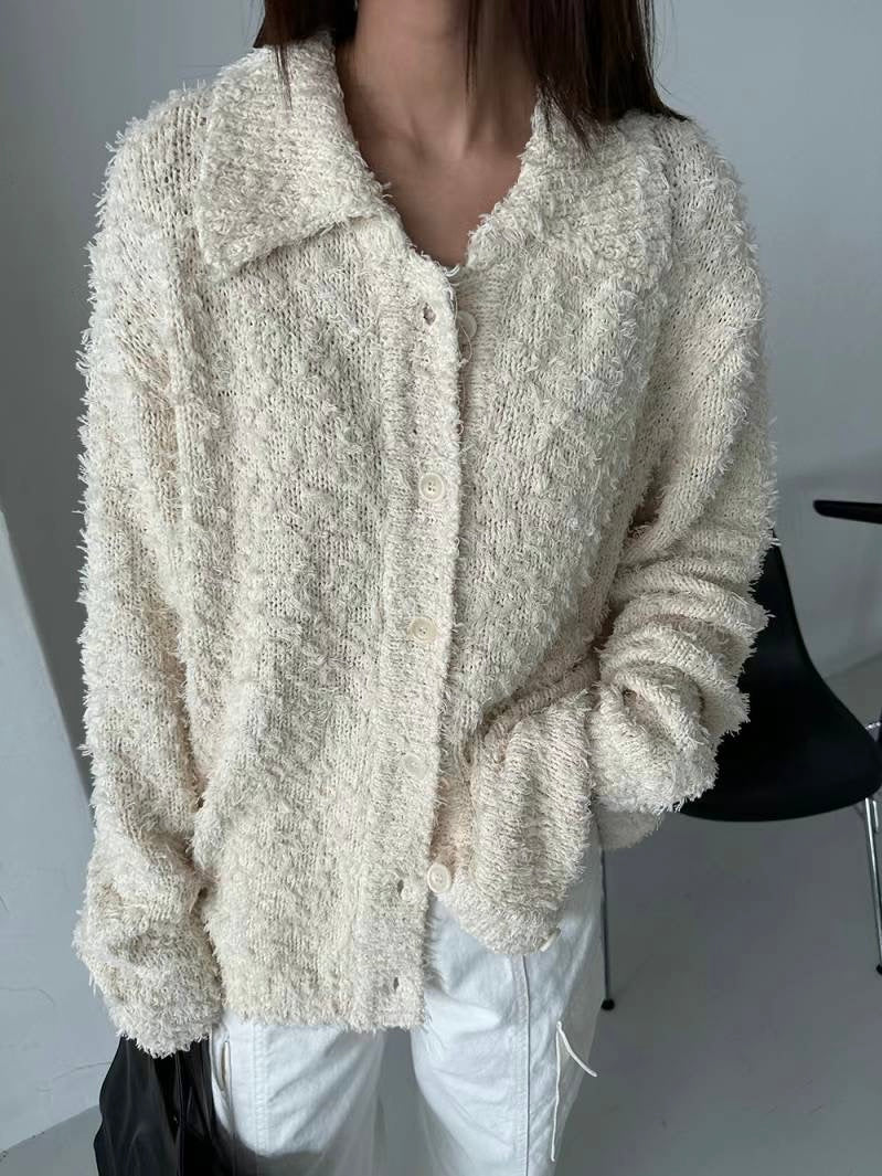 Sally Furry Cardigan - Cream