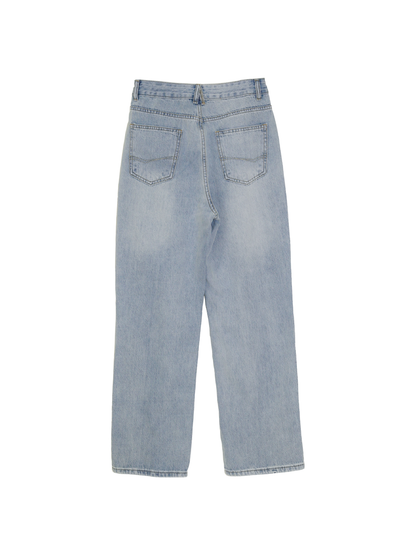 Clean Washing Denim Pants - Light Blue