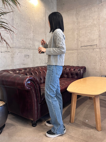 boots cut | Back line Slit Denim Pants - Denim Blue