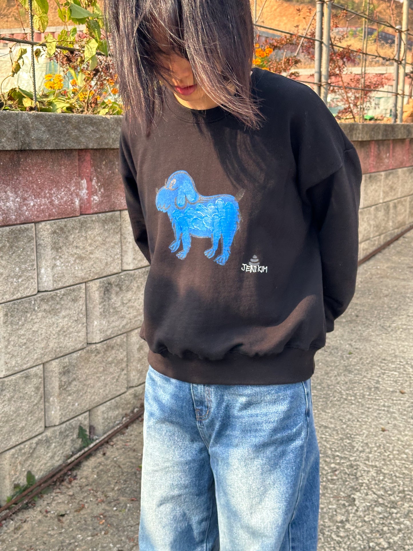 hand-paint | Blue Doggy Sweatshirt