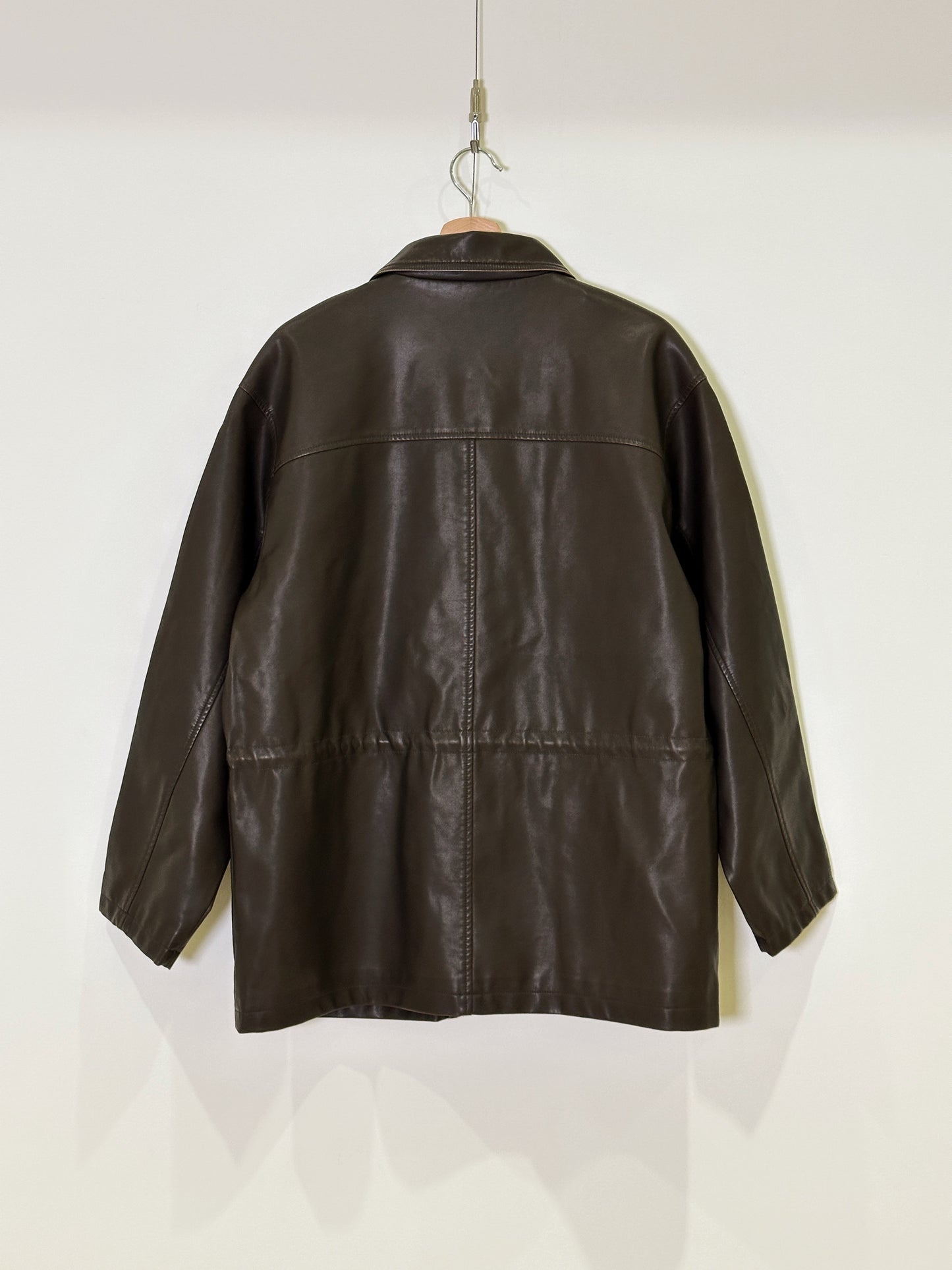 2-way Leather Single Jacket - Brown