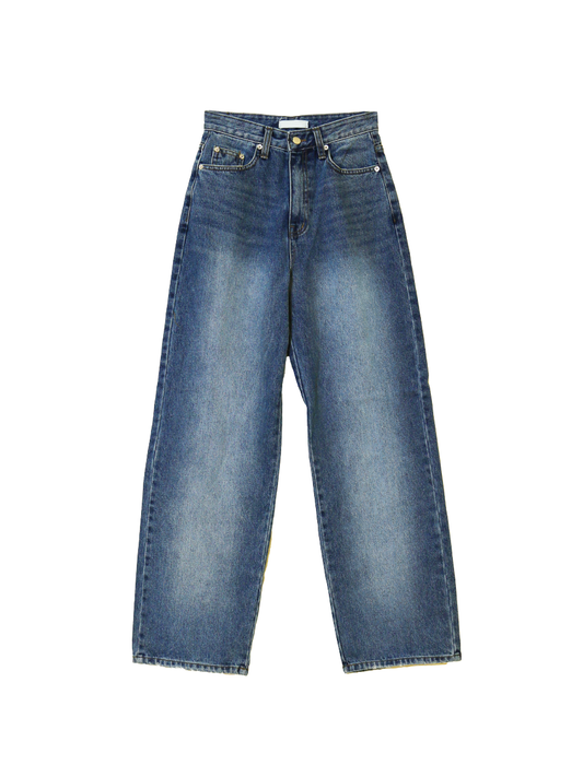 (s) wide fit | Back Line Denim Pants - Blue Denim